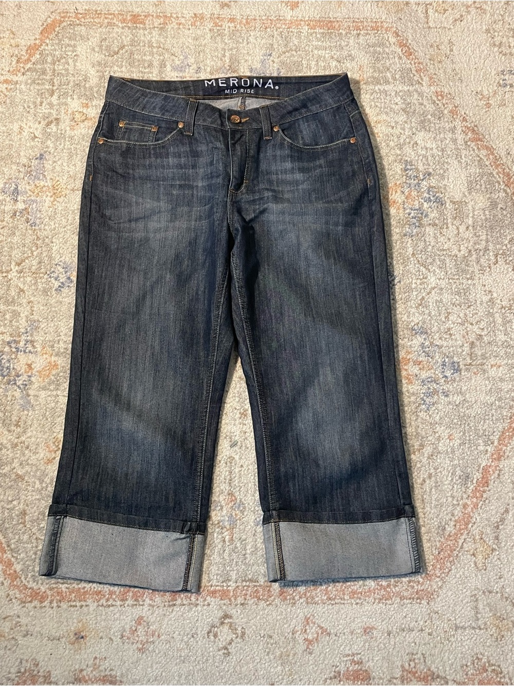 Merona Mid-Rise Dark Blue Denim Crop Jeans